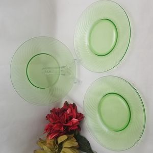 Hocking Spiral Green Uranium Luncheon Plates
